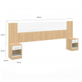 Tête de lit SAPA chevets modulables pour lit 140, 160 ou 180 cm bois et blanc