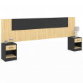 Tête de lit sur pied avec chevets modulables SAPA pour lit 140, 160 ou 180 cm bois et noir