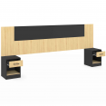 Tête de lit sur pied avec chevets modulables SAPA pour lit 140, 160 ou 180 cm bois et noir