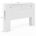 Tête de lit SALEM 145 CM avec rangements fermés et niches blanc