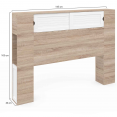 Tête de lit SALEM 145 CM avec rangements fermés et niches bois et blanc