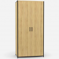 Armoire 2 portes DETROIT penderie 80 cm avec étagères rangement maxi capacité