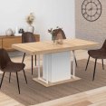 Uitschuifbare eettafel UGO 6-10 personen beukenhout en wit 160-200 cm industrieel ontwerp