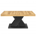 Table basse ALICIA plateau bois et pied X noir