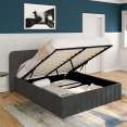 ALBA tweepersoons kistbed met hoofdbord 140 x 190 cm fluweelgrijs