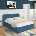 ALBA tweepersoons kistbed met hoofdeinde 140 x 190 cm blauw fluweel