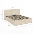 ALBA tweepersoons kistbed met beige fluwelen hoofdbord 140 x 190 cm