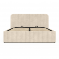 ALBA tweepersoons kistbed met beige fluwelen hoofdbord 140 x 190 cm