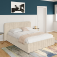 ALBA tweepersoons kistbed met beige fluwelen hoofdbord 140 x 190 cm