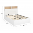 CLYDE tweepersoons commodebed met hoofdbord en opbergruimte 140 x 190 cm wit en beuken