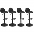 Lot de 4 tabourets de bar KARL design noir pied noir