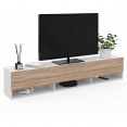 ELIO 2-deurs TV-hangelement met wit en houten planken 180 cm