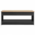 Table basse plateau relevable SOA bois noir plateau imitation hêtre