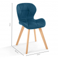 Set van 4 ROBINE eetkamerstoelen in eendenblauwe stof