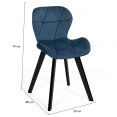 Lot de 4 chaises ROBINE en velours bleu pieds noirs