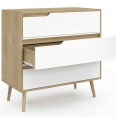 HELSINKI Commode met 3 laden 80 cm Scandinavisch hout en wit