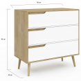 HELSINKI Commode met 3 laden 80 cm Scandinavisch hout en wit