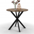 HAWKINS ronde eettafel 2-4 personen met zwarte en antiek houten spinpoten 80 cm