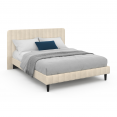 ANNIE tweepersoonsbed met beige fluwelen hoofdeinde 140 x 190 cm