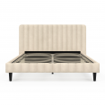 ANNIE tweepersoonsbed met beige fluwelen hoofdeinde 140 x 190 cm