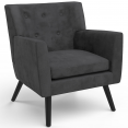 Fauteuil scandinave ANITA en velours gris anthracite