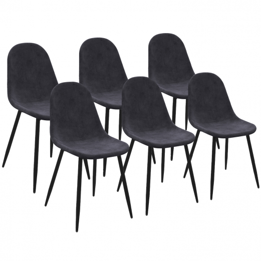 Lot de 6 chaises DALI en velours gris foncé pour salle à manger