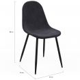 Lot de 6 chaises DALI en velours gris foncé pour salle à manger