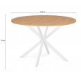 Table à manger ronde ALIX 4-6 personnes pied araignée bois et blanc 110 cm