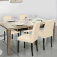 Set van 4 POLGA stoelen met beige fluwelen bekleding en zwarte poten