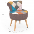 Fauteuil CRAPAUD en tissu patchwork multicouleurs