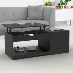 Table basse plateau relevable ELEA avec coffre bois noir