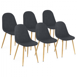 Set van 6 DAPHNE Scandinavische eetkamerstoelen in donkergrijze stof