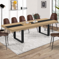 PHOENIX uitschuifbare eettafel 10-12 personen hout en zwarte centrale band 200-300 cm