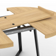 Table à manger extensible ronde SELMA 6-8 personnes bois et noir 120-160 cm