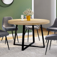 Table à manger extensible ronde SELMA 6-8 personnes bois et noir 120-160 cm