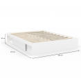 SALEM bedframe met opbergruimte en 140 x 190 cm witte lattenbodem + 20 cm dikke traagschuim matras