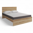 Tweepersoonsbed OMAHA met hoofdeinde en beukenhouten lattenbodem 140 x 190 cm + 16 cm dikke traagschuimmatras