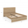 Ensemble lit double OMAHA sommier inclus 140 x 190 cm hêtre et matelas à mémoire de forme ep.16 cm