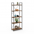 Etagère 5 niveaux HAWKINS bois foncé design industriel 170 cm