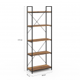 Etagère 5 niveaux HAWKINS bois foncé design industriel 170 cm