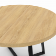 SELMA ronde eettafel voor 6 personen in hout en zwart industrieel ontwerp 110 cm