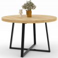 SELMA ronde eettafel voor 6 personen in hout en zwart industrieel ontwerp 110 cm