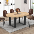 PHOENIX uitschuifbare ronde eettafel 6-8 personen hout en zwart 120-160 cm