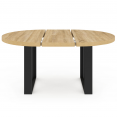 Table à manger extensible ronde PHOENIX 6-8 personnes bois et noir 120-160 cm