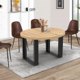 PHOENIX uitschuifbare ronde eettafel 6-8 personen hout en zwart 120-160 cm