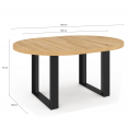 Table à manger extensible ronde PHOENIX 6-8 personnes bois et noir 120-160 cm