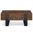 Table basse rectangle PHOENIX avec tiroirs 100 cm bois effet vieilli et noir