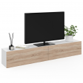 ELIO 2-deurs wit en houten wand TV-meubel 180 cm