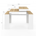 Table console extensible ORLANDO 6 personnes 140 cm bois blanc et façon hêtre