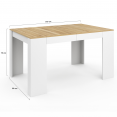 Table console extensible ORLANDO 6 personnes 140 cm bois blanc et façon hêtre